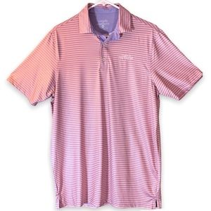 Simply Southern Mens Golf Polo Shirt Medium Purple Pink Striped Stretch